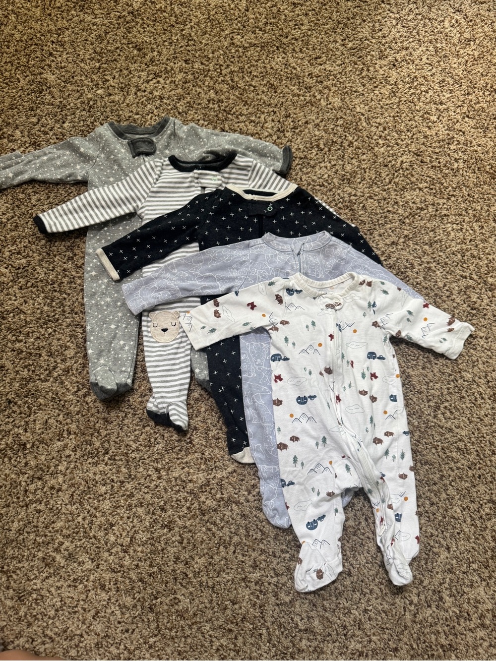 Carters Old Navy Cloud Island Honest Baby Zipper Footed Sleeper Bundle Lot